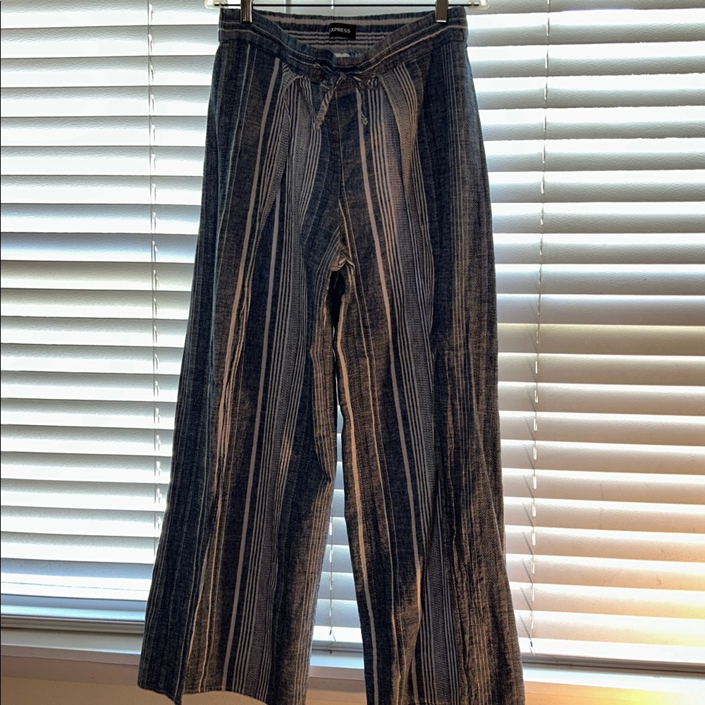 Express Wide Leg Striped Pants in Black and White